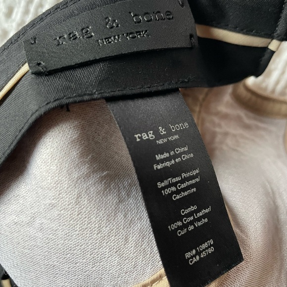 rag & bone beige and black cashmere cap